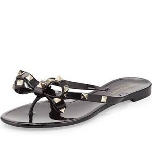 Studded Bow Jelly Sandals